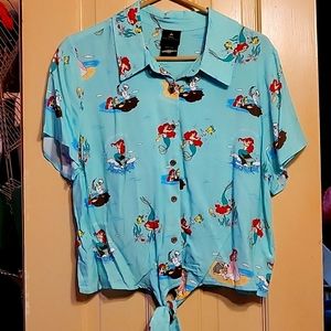 NWOT Disney Princess Ariel Front Tie Top XL Women's